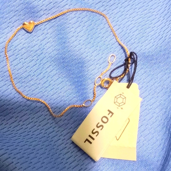 Fossil True Love 14k Rose Gold Plated Diamond Station Bracelet - Picture 2 of 9